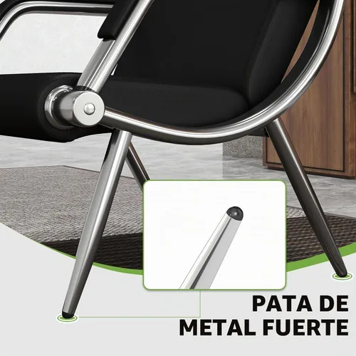 Vista 4 de kinbor - Silla de espera con reposabrazos, asiento de invitados de piel sintética, color negro