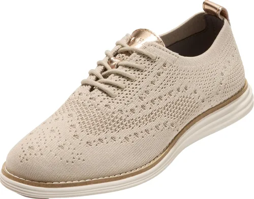 Vista 9 de Cole Haan Originalgrand Stitchlite Wingtip Oxford para mujer tejido negro/blanco óptico.