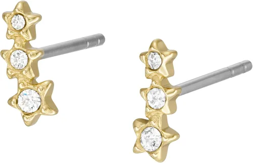 Vista 2 de Fossil - Aretes tipo dormilona de acero inoxidable para mujer de tono dorado