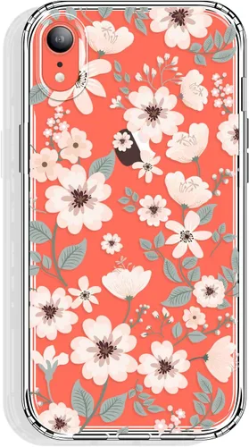 Vista 8 de GYZYA Funda para iPhone X y iPhone Xs, 5.8 pulgadas transparente con diseño floral, lindo protector delgado parachoques de TPU + cubierta trasera a