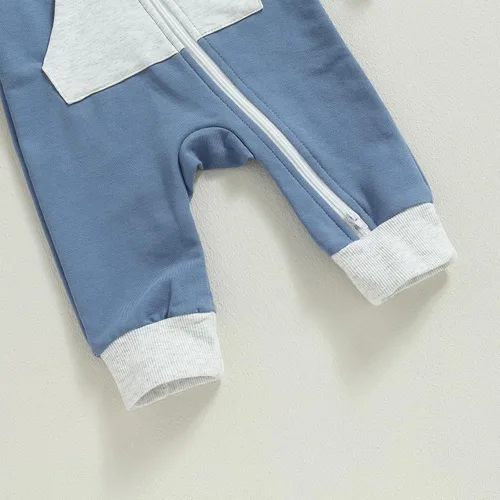 Vista 6 de Traje de bebé recién nacido, ropa de otoño e invierno, sudadera con capucha, enterizo para sudar, mameluco