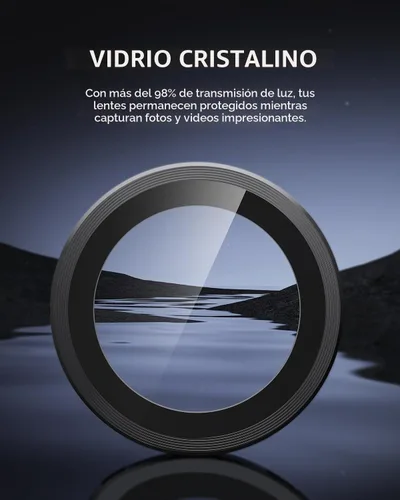 Vista 6 de UARMOR - Protector de lente de cámara para [iPhone 16 Pro y 16 Pro Max] 9H de vidrio templado y cubierta de aluminio, HD transparente, kit de fácil