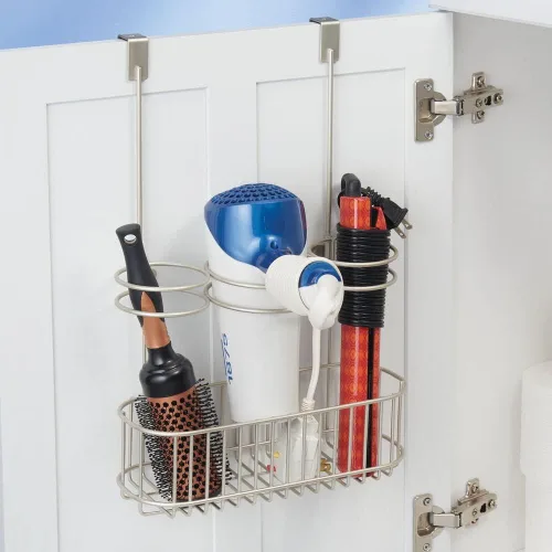 Vista 5 de mDesign - Cesta de almacenamiento para secadora de pelo, planchas planas, rizadores, alisadores de pelo, 3 secciones