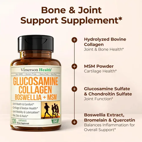 Vista 6 de Glucosamina Condroitina MSM con Péptidos de Colágeno Hidrolizado - Suplemento para el Apoyo Articular con Quercetina, Bromelaína y Extracto