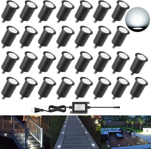 Vista 14 de RNEHON - Luz LED empotrable de color blanco cálido, luces de bajo voltaje de 12 V con carcasa protectora, Φ1.18 luces de paisaje al aire libre