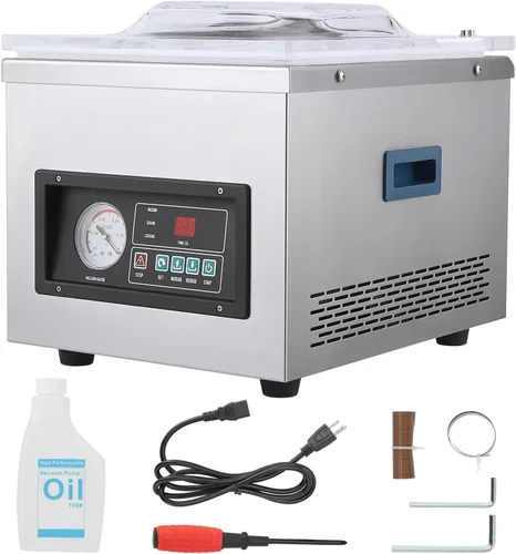 Vista 8 de Máquina selladora al vacío de cámara comercial, empacadora automática, máquina de envasado al vacío de alimentos de acero inoxidable para carne
