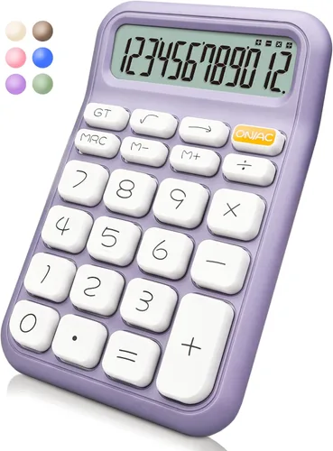 Vista 7 de Calculadora de Interruptor Mecánico, 10 Dígitos, Gran Pantalla LCD, Púrpura, Teclas Grandes, Estética