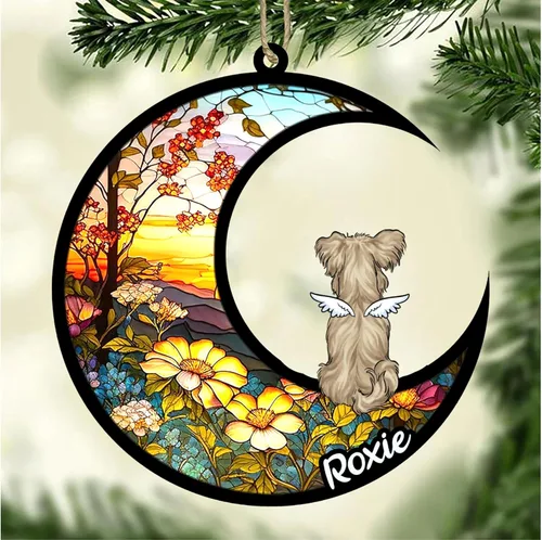 Vista 813 de LOVELYPOD Adorno de Navidad personalizado para perro Basset Hound (marrón) Basset Hound (marrón) adorno para atrapasoles de perro, razas de perros