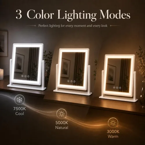 Vista 4 de DECADENCE Espejo de maquillaje iluminado de 14.1 x 12.1 pulgadas, lupas 10X