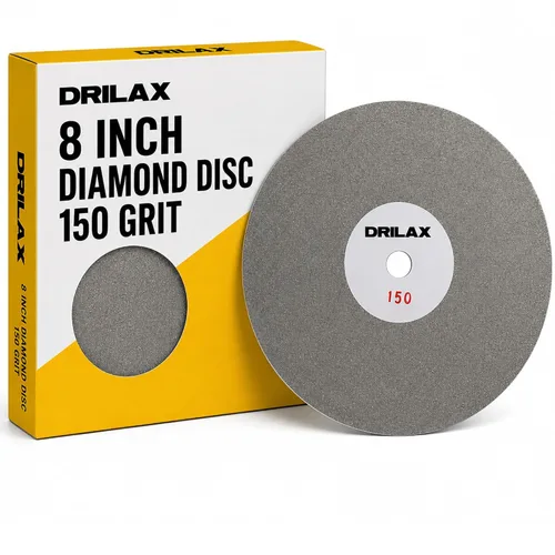 Vista 15 de Drilax Disco de regazo plano de diamante de 8" grano 80 para molienda gruesa Cenador de 1/2" • Piedra preciosa • Vidrio • Moldeo de piedra •