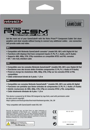 Vista 6 de Retro-Bit Cable de componentes de prisma retro para Gamecube