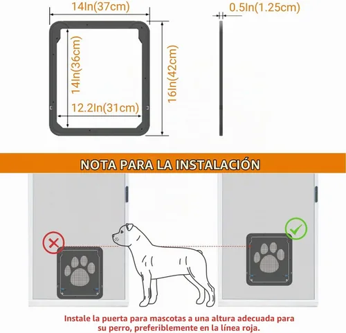 Vista 6 de Puerta de perro grande para puerta mosquitera, fácil de instalar Puerta mosquitera para mascotas con cerradura para puerta corredera, puerta