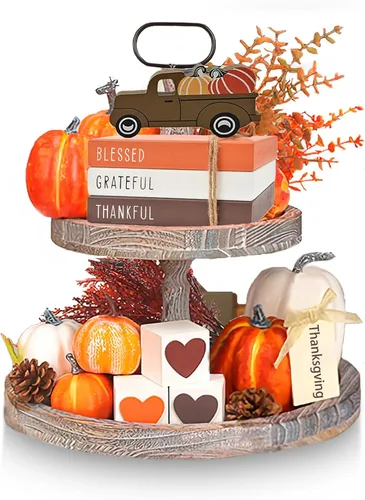 Vista 8 de Sarybei Decoración de bandeja escalonada de conejo de Pascua, 3 libros de imitación de doble cara, 3 letreros de madera de conejito 1 camión peeps