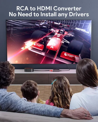 Vista 4 de ABLEWE RCA a HDMI, Convertidor de AV a HDMI, Adaptador convertidor de audio y video de 1080P Mini RCA Compuesto CVBS Compatible con PAL/NTSC