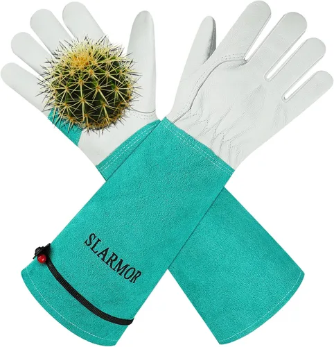 Vista 13 de Guantes largos de jardinería para mujeres/hombres, guantes de poda de rosas a prueba de espinas, guantelete resistente, el mejor regalo de jardín