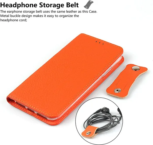 Vista 5 de iCoverCase Compatible con iPhone 11 Pro Max, funda magnética de piel auténtica con bloqueo RFID, correa para la muñeca y ranuras para tarjetas