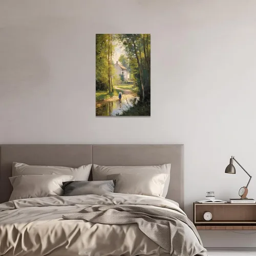 Vista 3 de CCWACPP Arte de pared de paisaje rural, pintura de naturaleza verde, lienzo, paisaje, obras de arte, impresión de casa de campo occidental