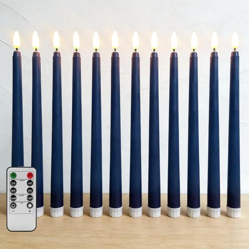 Vista 26 de Velas cónicas sin llama negras con control remoto, velas LED parpadeantes que funcionan con pilas, juego de 6