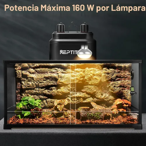 Vista 2 de Accesorio de luz dual para reptiles con interruptores, accesorio de lámpara de calor para reptiles, accesorio de bombilla UVB para terrario