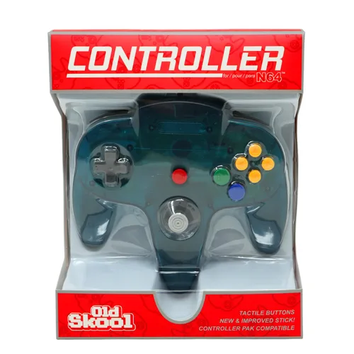 Vista 5 de Old Skool Joystick de mando clásico con cable compatible con Nintendo 64 N64 Game System - Turquesa