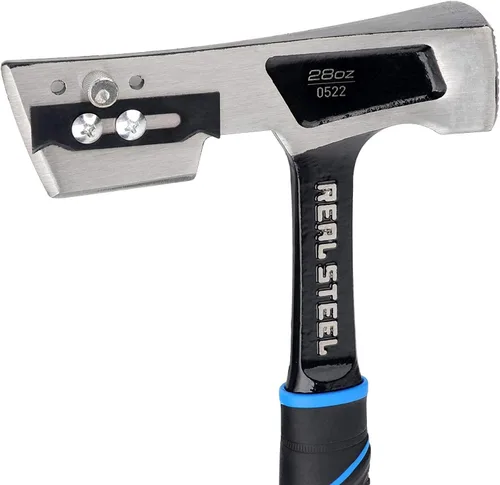 Vista 3 de Real Steel Martillo de acero para techos de 28 onzas con mango de goma (0522), plateado y negro