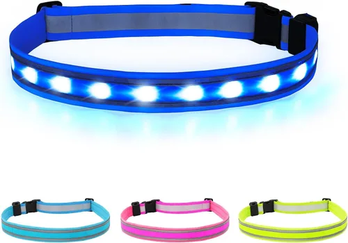 Vista 8 de BSEEN Cinturón LED para correr, cintura LED reflectante recargable por USB, cinturón de luz de seguridad intermitente para corredores, corredores