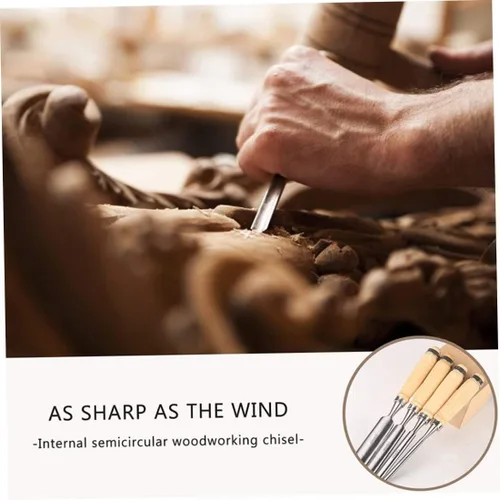 Vista 3 de Cuchillo para tallar cinceles de madera, cincel de mano semicircular, cincel para carpintería, medio círculo, para principiantes, aficionados