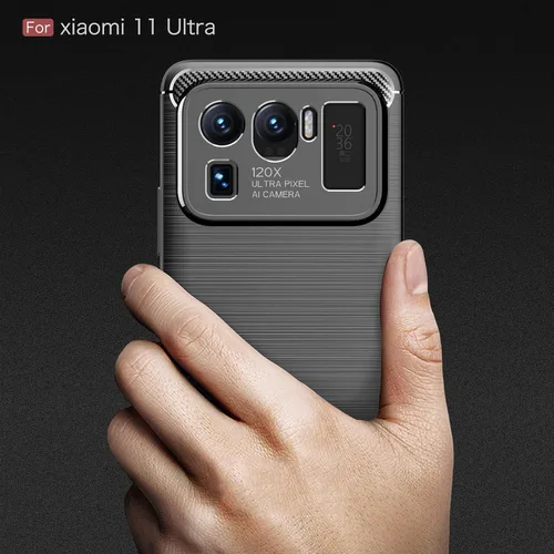 Vista 6 de Funda compatible con Xiaomi Mi 11 Ultra, cubierta de diseño de textura de fibra de carbono, funda de absorción de impactos diseñada para Xiaomi Mi