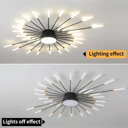 Vista 2 de Lámpara de techo LED moderna, anillo negro empotrado, lámpara de techo con control remoto, lámpara de techo acrílica para dormitorio, pasillo, isla