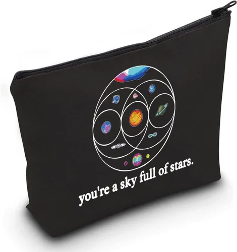 Vista 9 de LEVLO Bolsa de maquillaje cosmética para banda musical, diseño de estrellas, luna, sol, regalo, You'Re a Sky Full Of Stars Make Up Zipper Bag