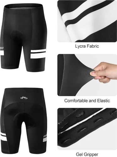Vista 7 de INBIKE Conjunto de camiseta de ciclismo para hombre, reflectante, transpirable, traje de ciclismo de secado rápido, con pantalones cortos acolchados