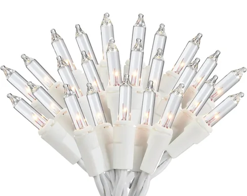 Vista 4 de 100 luces de color blanco transparente Ultra-Brite con cable blanco, para exterior e interior, certificación UL