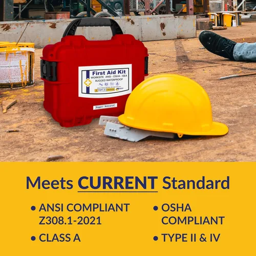 Vista 4 de Worksite OSHA 2021Class A Kit de primeros auxilios – Funda resistente e impermeable ANSI Tipo II y IV – Negocios, Oficina, Trabajo, Construcción