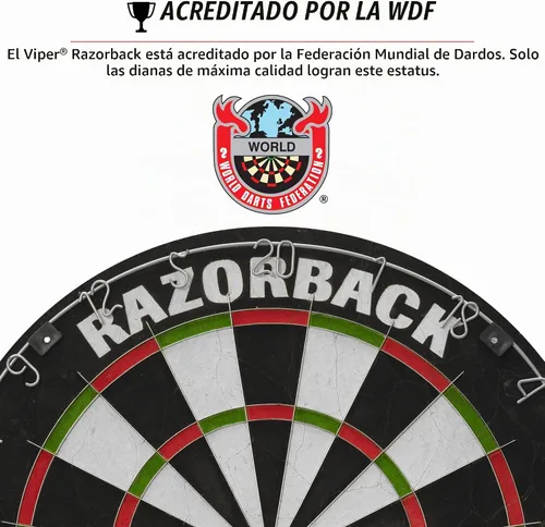 Vista 2 de Viper Razorback tablero de dardos con punta de acero sisal/cerdas con araña sin grapas Multi colorido