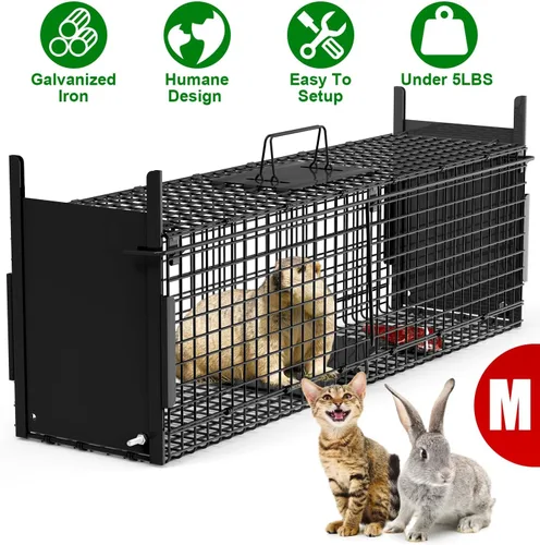 Vista 2 de 32in 2 Door Live Animal Trap, Humane Cage for Rabbits