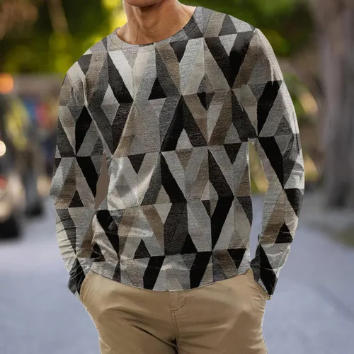 Vista 3 de Blusa vintage de diseñador de otoño para hombre 2023, camiseta casual, diseño abstracto de manga larga, camisas de moda