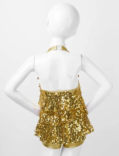Vista 6 de Jowowha Vestido de ballet brillante para niñas, vestido de leotardo con falda para niños, tango latino, jazz, danza, vestido de danza del vientre
