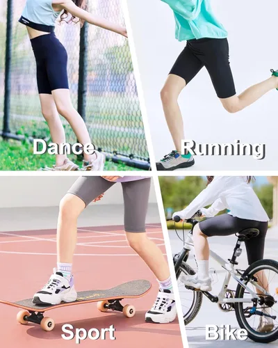 Vista 6 de DEVOROPA Pantalones cortos de compresión para niñas de 5 pulgadas de elastano, elásticos, para gimnasia, yoga, danza, pantalones cortos