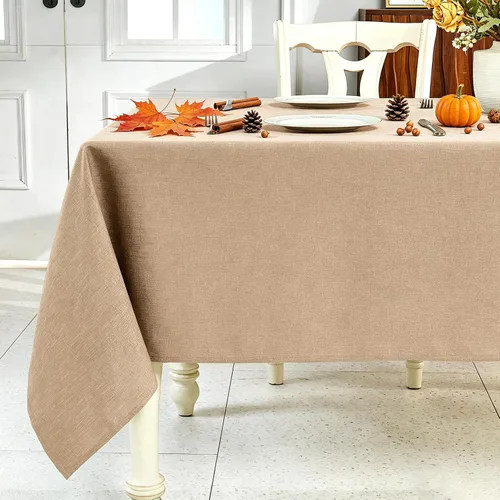 Vista 25 de IVAPUPU Mantel de Lino Texturizado para Mesa Rectangular - Mantel de Tela Impermeable Rectangular Sin Arrugas Limpiable Cubierta de Comedor