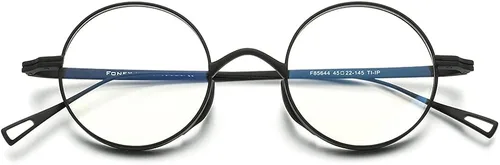 Vista 4 de FONEX Marco de lentes de titanio, marco de lentes de miopía redondo retro vintage para mujer