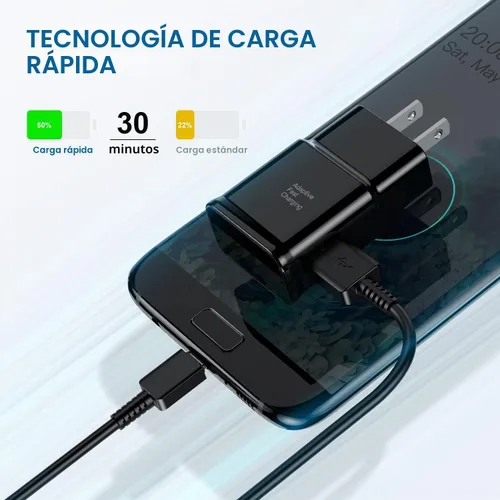 Vista 2 de Cargador tipo C de carga rápida, paquete de 2 bloques de carga USB C Android para teléfono y cable de carga de 3 pies, para Samsung Galaxy S8/S9/S10
