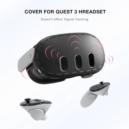 Vista 2 de VR Shell Cover Skin for Meta Quest 3 Headset Accessories, VR Headset Protector for Oculus Quest 3 VR Headsets (Silicone Black)