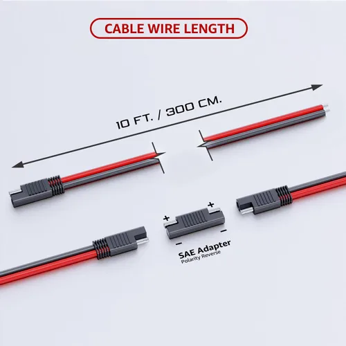Vista 3 de MADCATZ Cable de extensión de conector SAE de 2 pines de 10 pies y 14 AWG, enchufe de desconexión rápida para automóviles, panel solar, batería