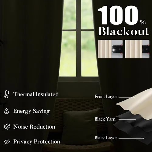 Vista 3 de WUBODTI - Cortinas opacas 100% crema para dormitorio o sala de estar de 84 pulgadas de largo, 2 paneles, cortinas modernas de aislamiento térmico