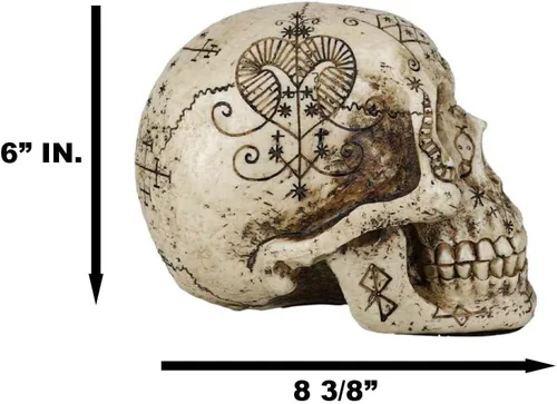 Vista 8 de Ebros Erzulie Freda Veve Haitiano Antiguo Vudú Hechizos de Amor Romance Talismán Tatuaje Cráneo Estatua Gótica Cráneo Lwas Voudou Loa del Amor Día