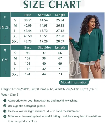 Vista 6 de Aifer Blusa para mujer, manga larga, elegante, casual, cuello en V, con botones, blusas 2024