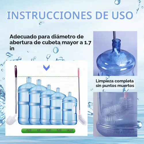 Vista 6 de Cepillo para botellas, paquete de 3 cepillos de cubo de mango largo con 1 cepillo para botellas más pequeño y 2 tapas para jarra de agua, cerdas