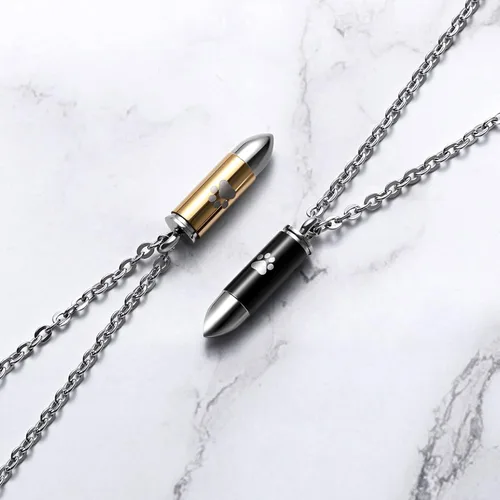 Vista 6 de 2PCS Cremation Jewelry for Ashes for Pet Dog Cat Paw Print Pendant Urn Necklace for Ashes for Men Stainless Steel Memorial Necklace Cremation