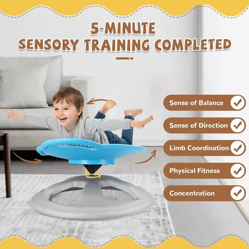 Vista 6 de Zhenx Silla giratoria para niños autistas con asas, asiento giratorio sensorial de capacidad de 220 libras, juguete sensorial para adolescentes