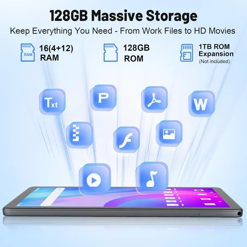 Vista 5 de Tablet Android, tabletas electrónicas Android 15, 16 GB de RAM, 128 GB ROM 1 TB Expand, Octa-Core, WiFi 5G, cámara de 13 MP+5MP, batería de 8000